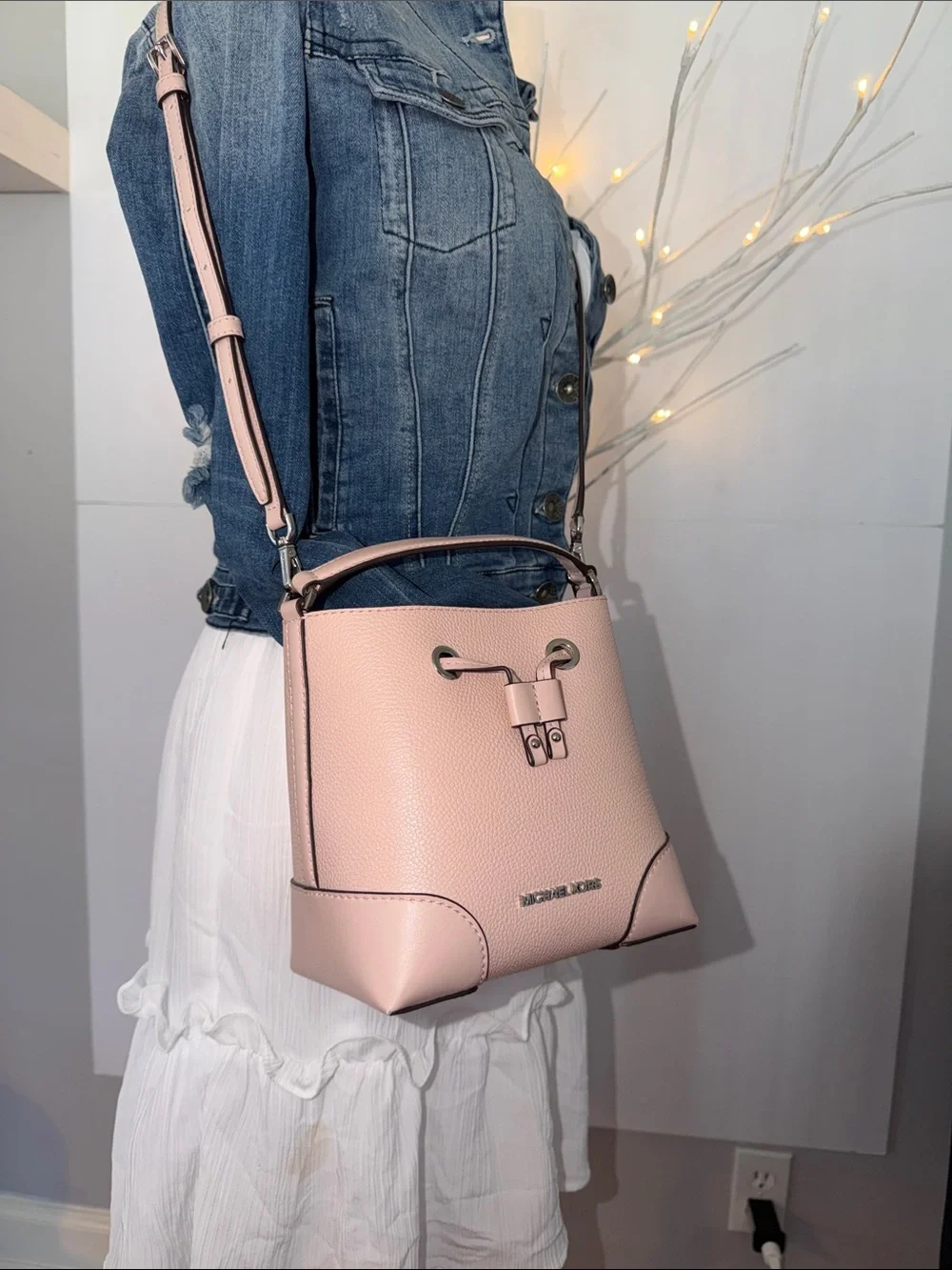 Michael Kors blush, pink pebble, leather Crossbody with adj/removable strap - Picture 2 of 12